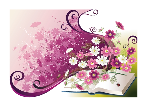 筆記本花卉圖案矢量圖下載