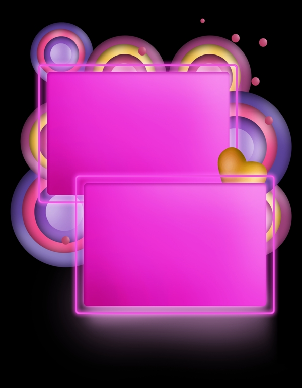 情人节紫色光感心形文字框