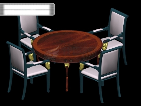 3d欧式圆桌椅