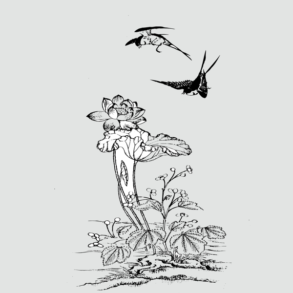 印花矢量圖動(dòng)物鳥(niǎo)植物花朵免費(fèi)素材