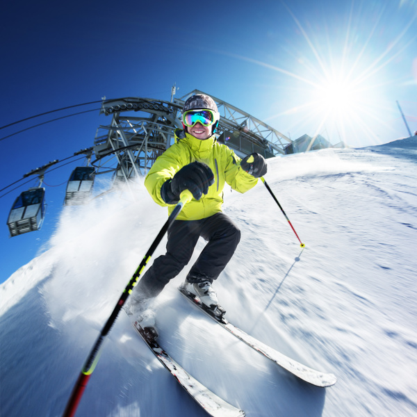 雪花与滑雪人物图片