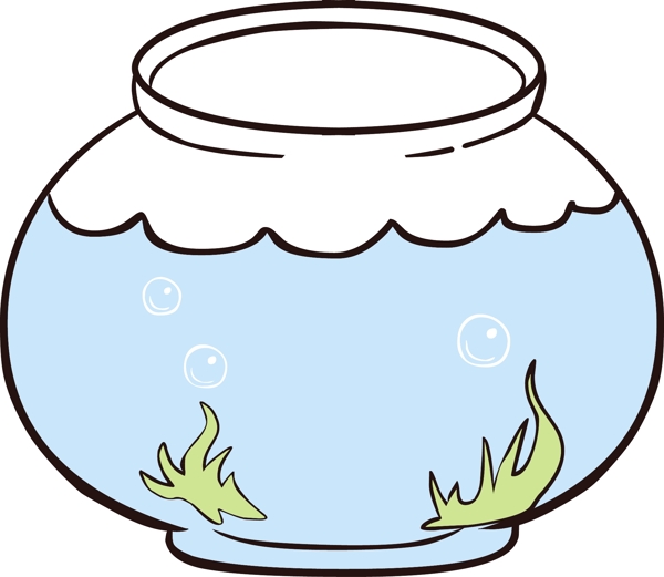 手繪魚缸矢量造型圖