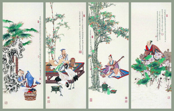 美术中国画人物画图片