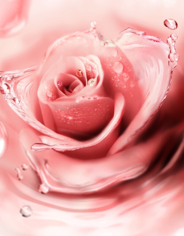 水珠水纹花朵玫瑰花素材