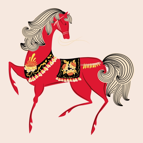 印花矢量圖T恤圖案動物馬幾何免費(fèi)素材