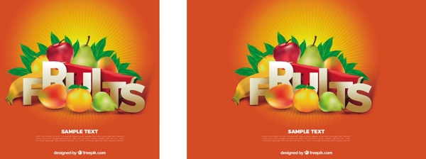 橙色背景与水果在现实中的设计