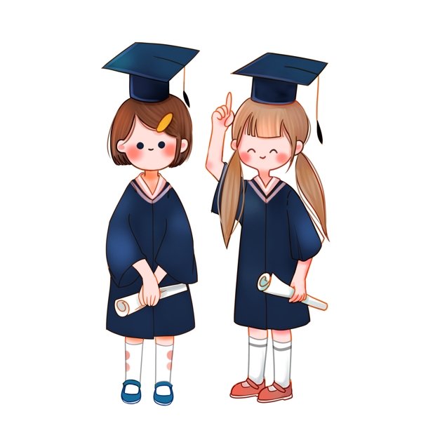 2个卡通毕业女孩图案设计