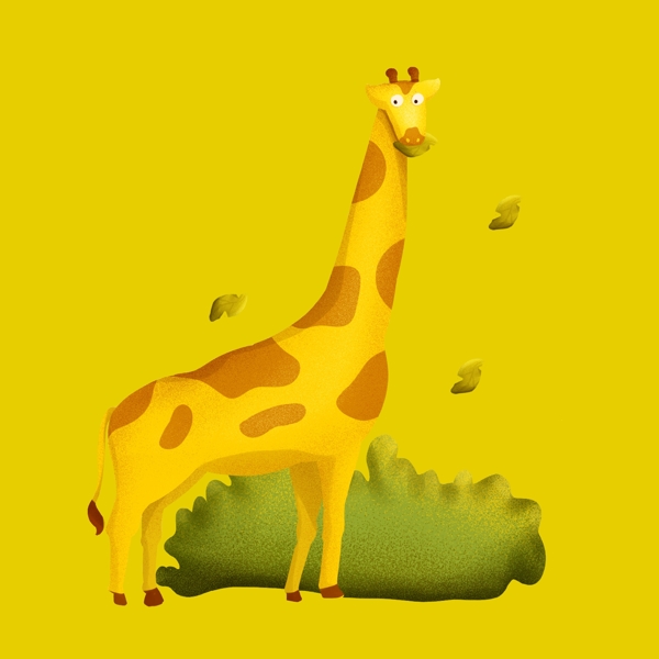 可爱动物园长颈鹿卡通插画手绘可商用元素
