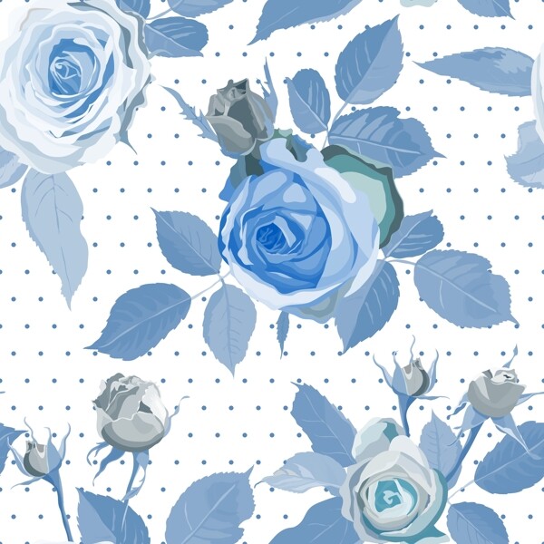 蓝玫瑰花矢量图