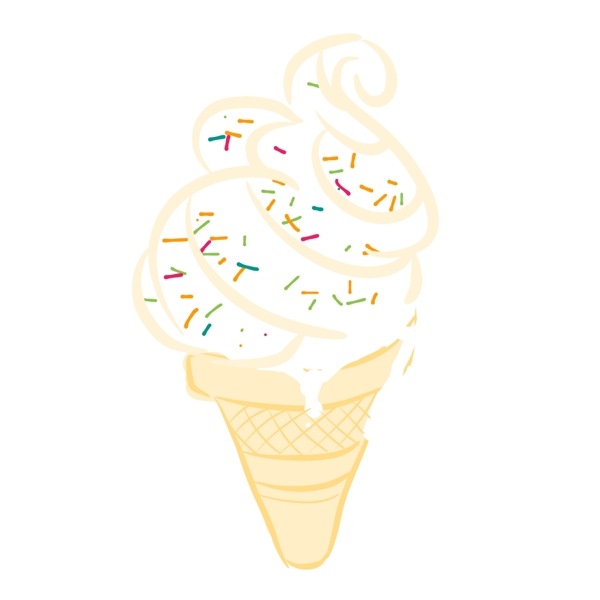夏天冰激凌卡通扁平化融化的冰淇凌
