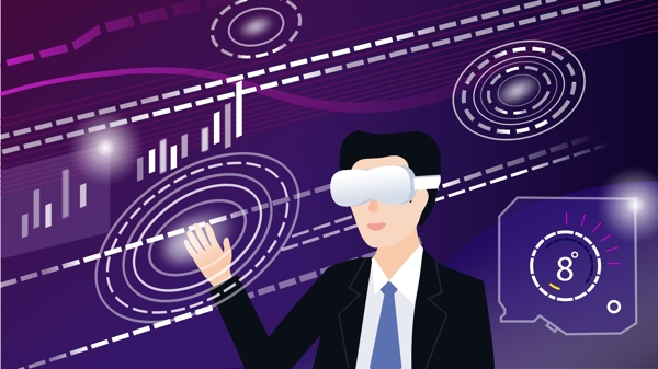 科技未来VR虚拟技术扁平风格插画