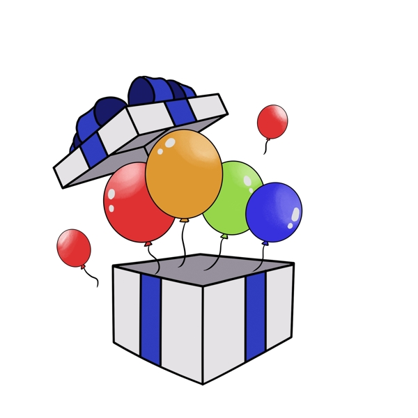 卡通节日促销气球礼盒插画