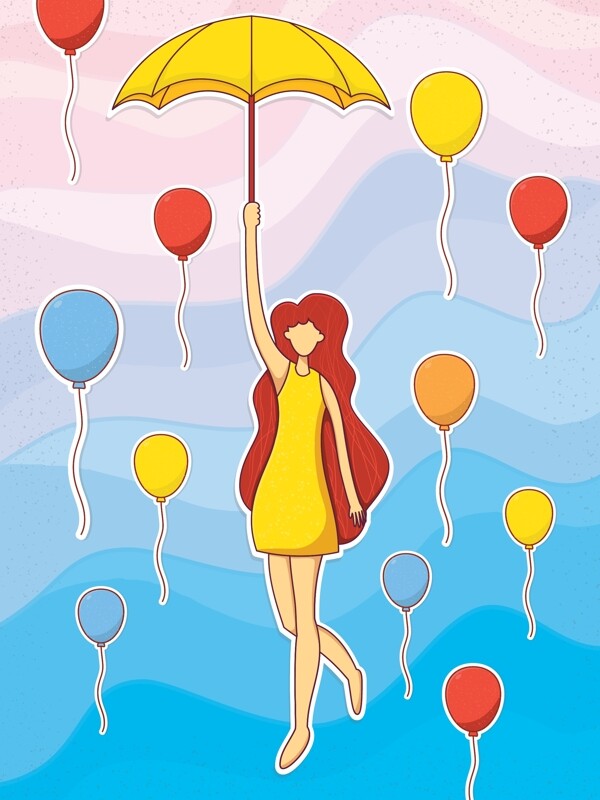女孩撑雨伞