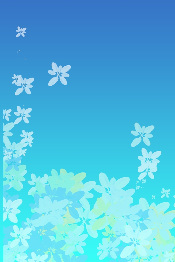 蓝色的花朵背景插画