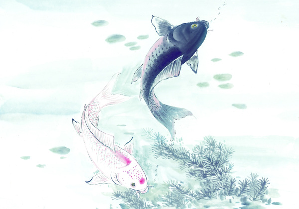 古圖繪畫(huà)動(dòng)物魚(yú)類(lèi)生物