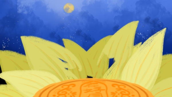 彩绘中秋节快乐月饼背景素材