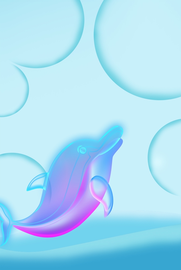 清新簡約光感透氣海豚幾何背景