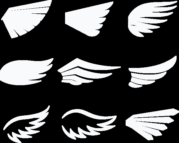 各种形状白色翅膀免抠png透明图层素材