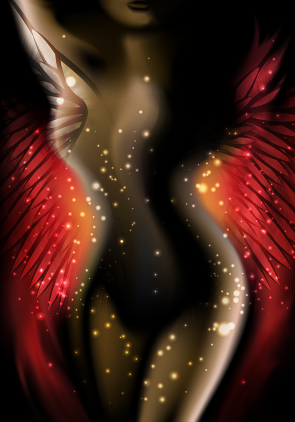 美女曲线的翅膀装饰背景图片