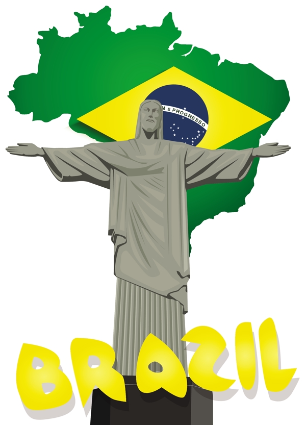 巴西地图与神父背景