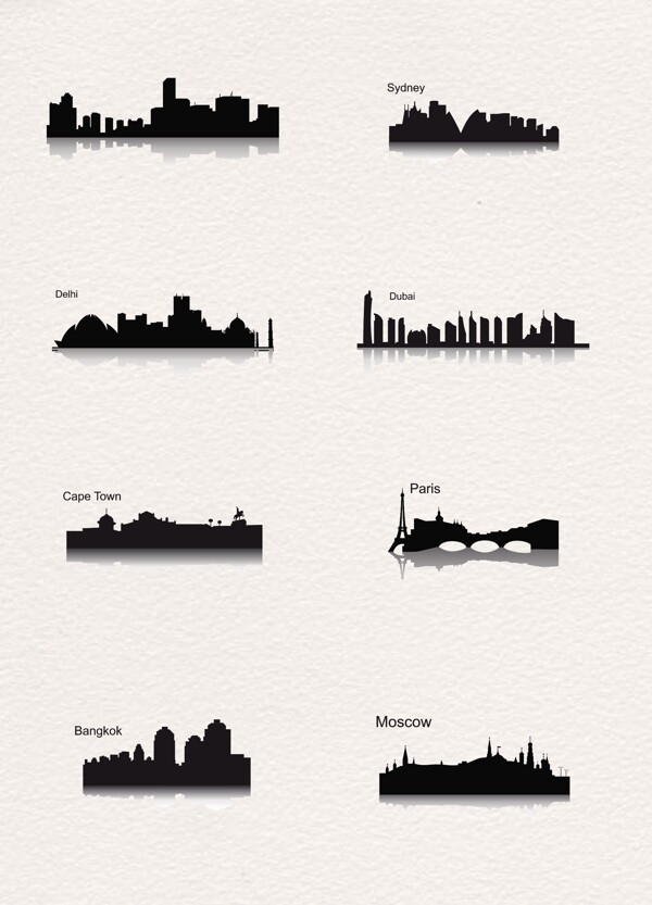 创意8组城市剪影设计
