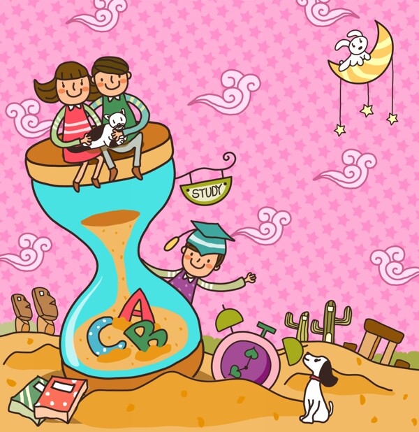 沙漏兒童卡通插畫