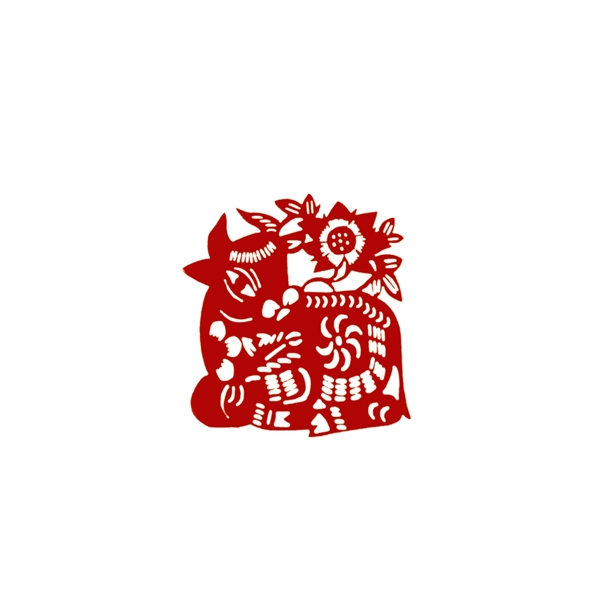 剪紙牛PSD素材