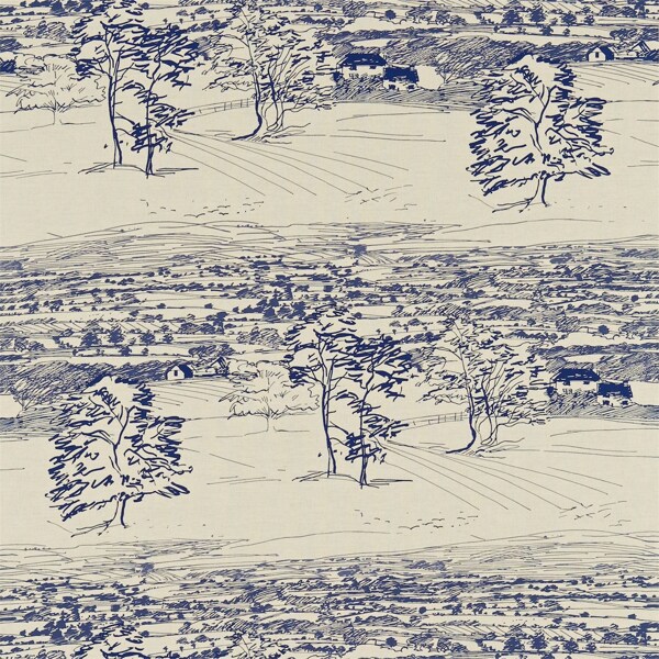 蓝色雪地风景图案壁纸