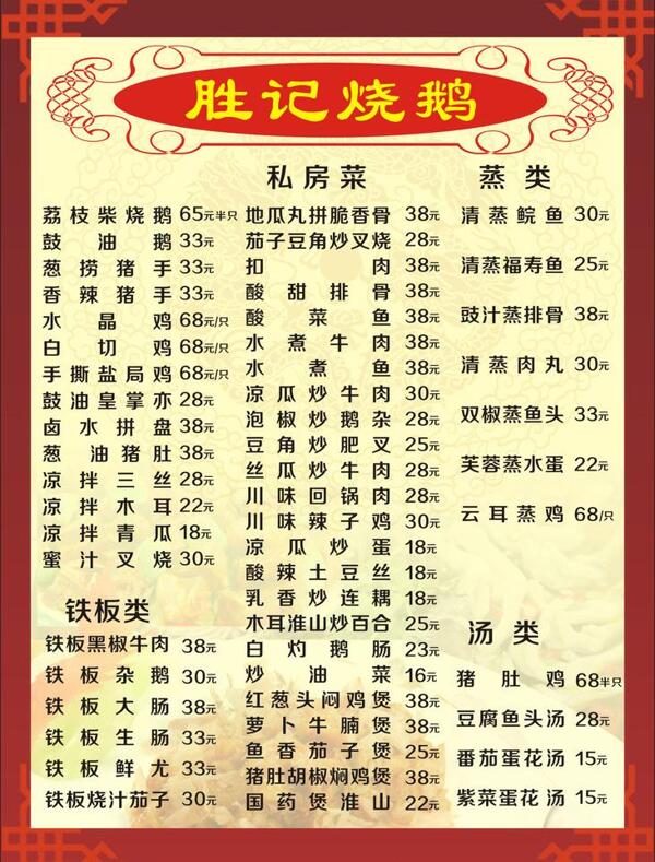 菜單模板圖片