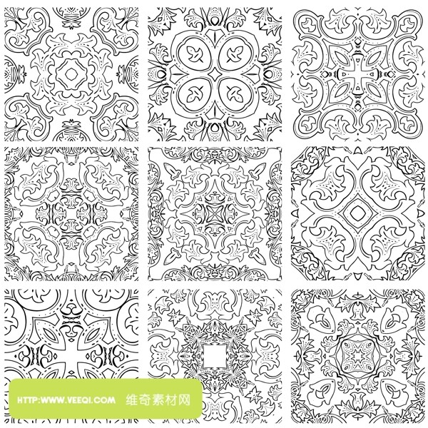 古典花紋圖案矢量圖2