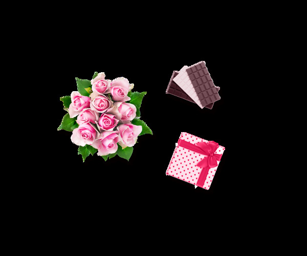 巧克力礼物玫瑰花情人节装饰素材