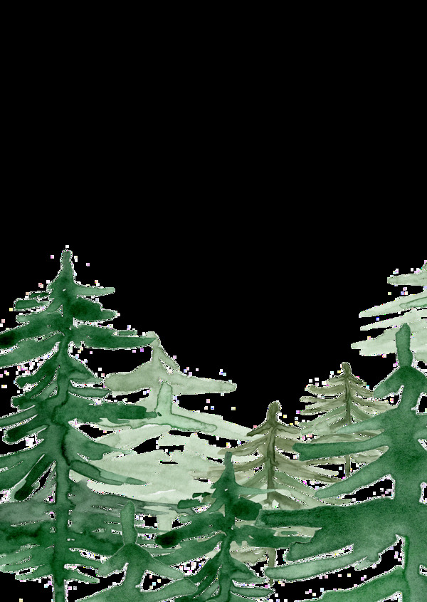 绿色水彩手绘森林透明素材
