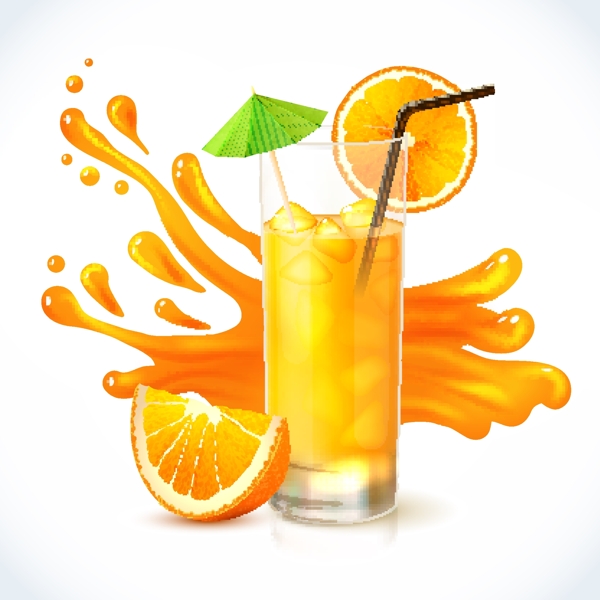 高清橙子饮料矢量图素材