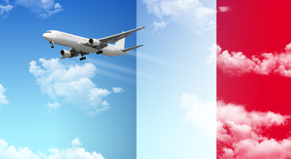 法国国旗与飞机图片