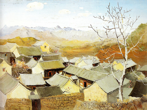 村莊風(fēng)景油畫圖片