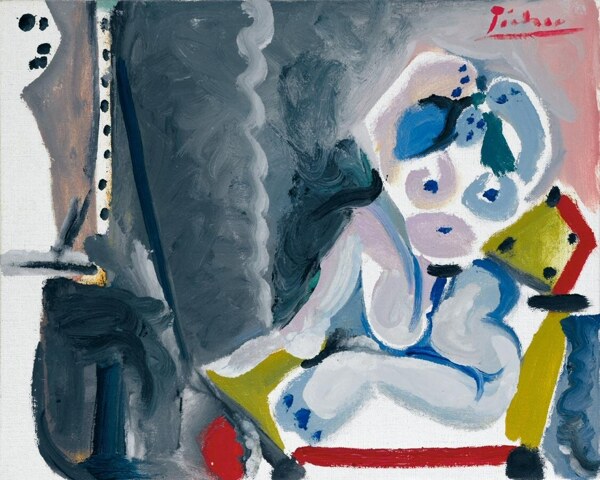 1965Lepeintreetsonmod濡塭2西班牙画家巴勃罗毕加索抽象油画人物人体油画装饰画