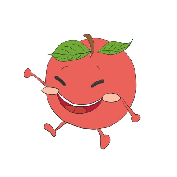 红色的苹果笑脸插画