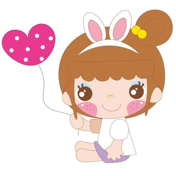 印花矢量圖女童卡通形象人物小女孩免費素材