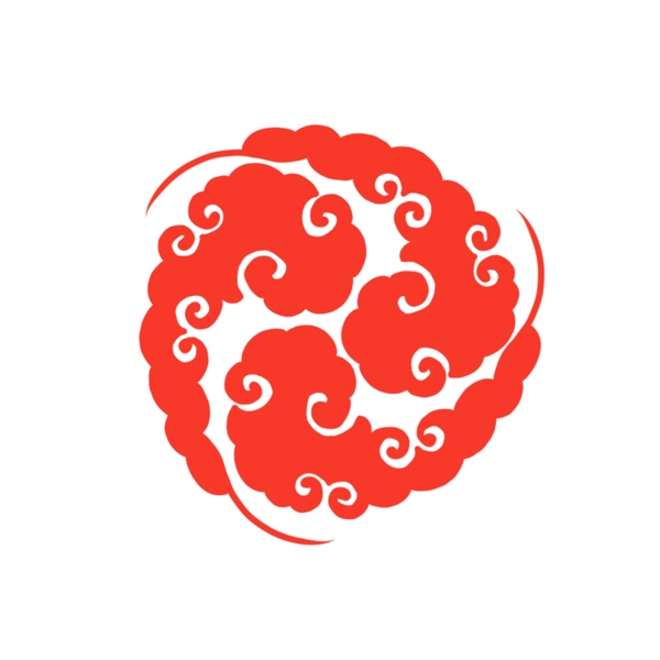 手繪中國風(fēng)紅色云紋免扣素材
