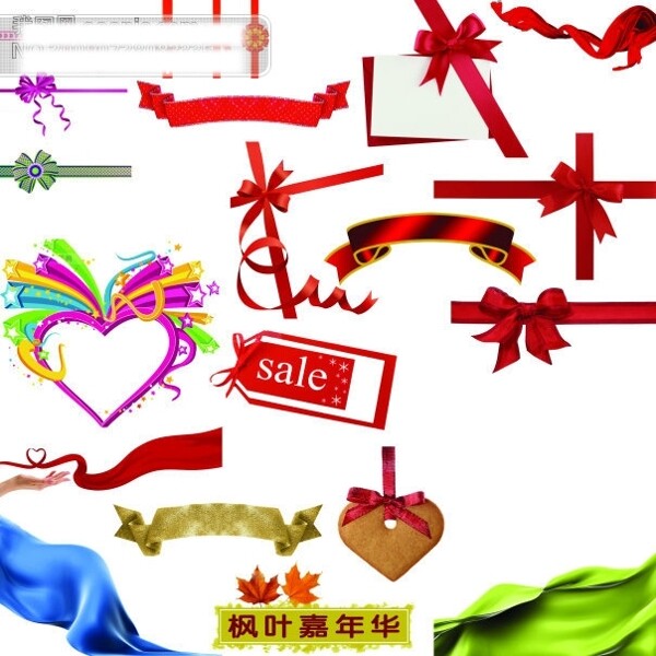 psd源文件紅飄帶綢帶蝴蝶結(jié)
