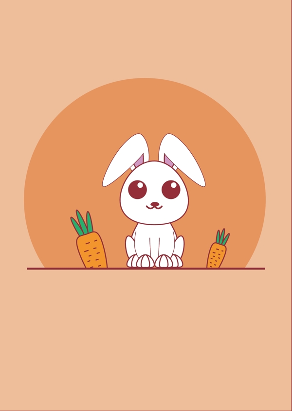 卡通可爱小兔子插画胡萝卜插画