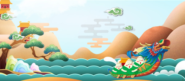 端午節(jié)清新藍(lán)色清新手繪海報背景