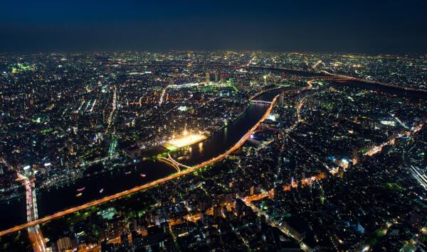 城市夜景鸟瞰图图片
