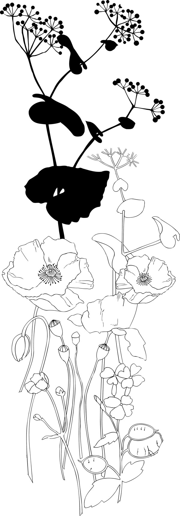 韓國(guó)精美花草圖案矢量圖009