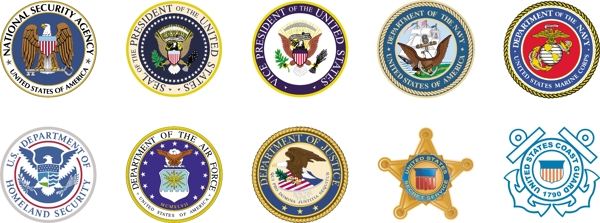 美国军队标志行政执法标志美国国旗徽章肩章美国矢量素材图片