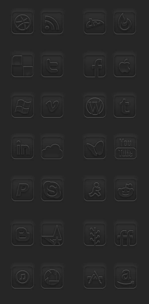 黑色圆角矩形多媒体社交icon设计