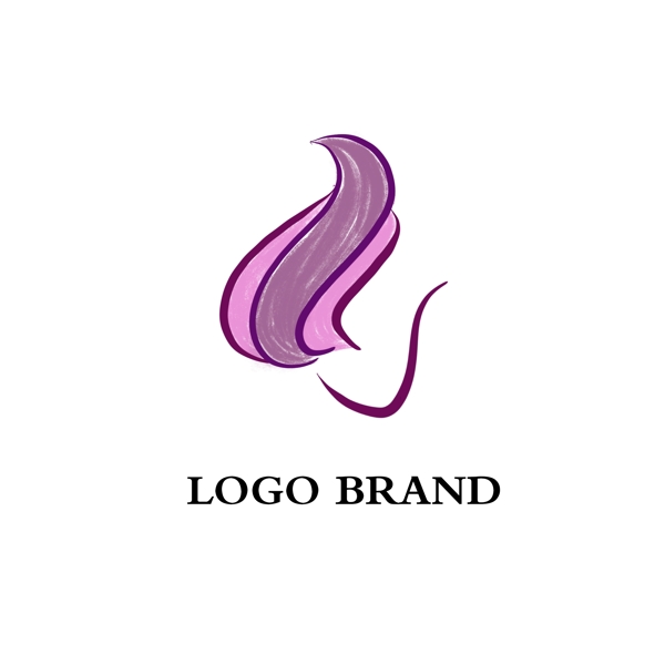 高贵紫手绘涂鸦风格美发logo