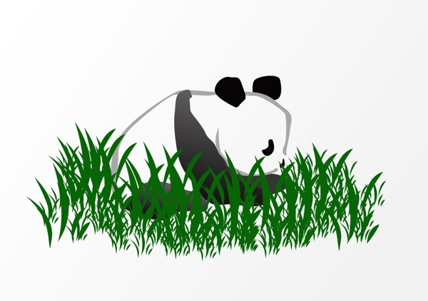 草地国宝大熊猫卡通元素