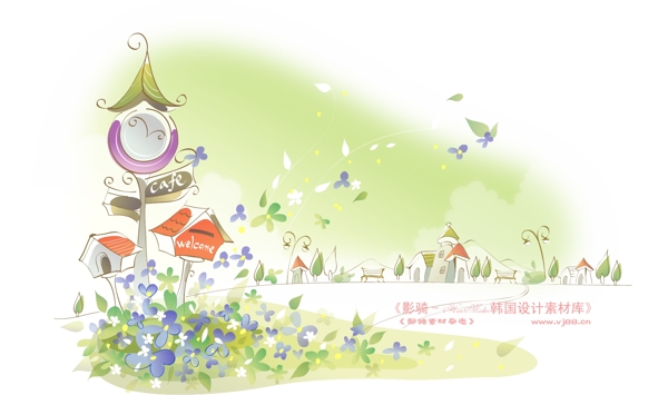 夢(mèng)幻風(fēng)景HanMaker韓國(guó)設(shè)計(jì)素材庫(kù)背景花紋底紋抽象線條