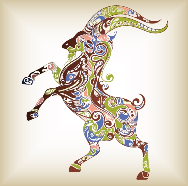 山羊潮流圖案矢量素材